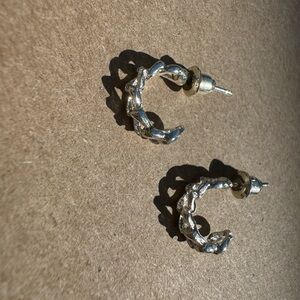Silver Huggie Hoop Earrings